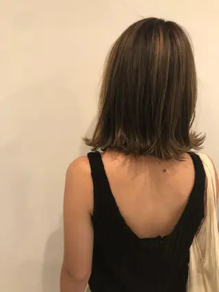 ミディアム カラー ヘアアレンジ メンズ キッズ ネイル マツエク・マツパ 透明感カラー🤎 ゆりのヘアスタイル
