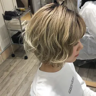 ショート カラー ヘアアレンジ 顔周りカット・相談 レイヤーも◎しずくのヘアスタイル