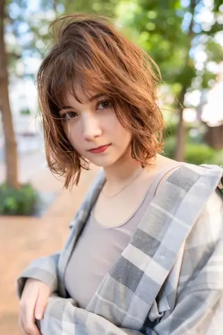 ミディアム 顔周りカット・相談 レイヤーも◎しずくのヘアスタイル