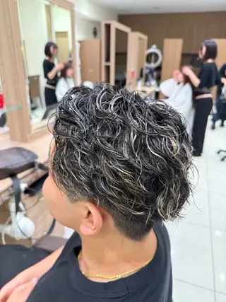 カラー パーマ 中村/韓国風レイヤー 縮毛矯正、ハイライトのヘアスタイル