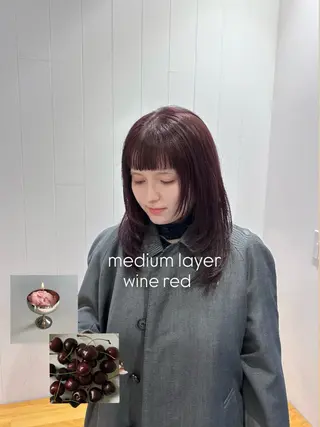 セミロング カラー 顔周り/レイヤー 🤍マリノのヘアスタイル