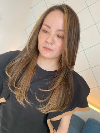 ロング カラー 饒平名 知也のヘアスタイル