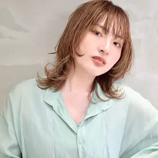 セミロング カラー クスノキ ヤスタカのヘアスタイル