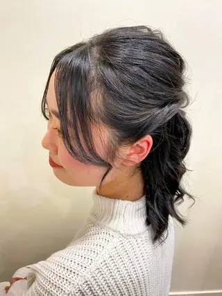 ミディアム ヘアアレンジ ワタナベ リリコのヘアスタイル