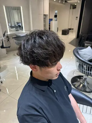 パーマ メンズ 韓国風ハッシュカット 似合わせレイヤー池袋のヘアスタイル