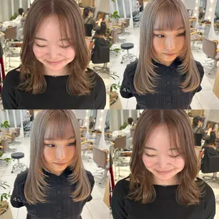 ロング 🍂透明感ベージュ カラー🍂森部杏菜のヘアスタイル