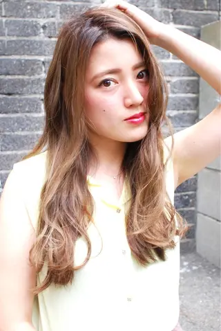 ロング カラー パーマ ヘアアレンジ 松尾謙佑【ハイライト LEDエクステ】のヘアスタイル
