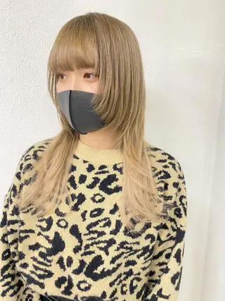 ミディアム カラー レイヤーウルフ エクステ磯部のヘアスタイル