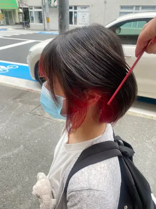 ショート カラー 縮毛矯正とレイヤー カット/杉村凜汰郎のヘアスタイル