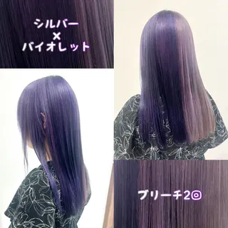 ロング カラー 雅/ダブルカラー/ 白髪ぼかしハイライトのヘアスタイル