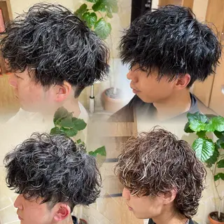 ショート パーマ メンズ 新宿メンズパーマ特化 メンズバレイヤージュのヘアスタイル