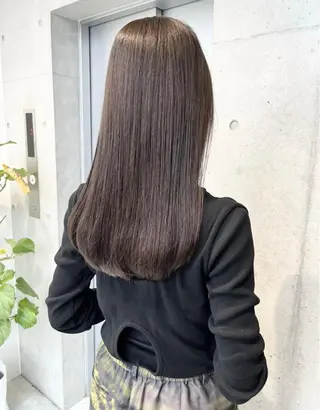 セミロング カラー パーマ ヘアアレンジ 透明感/オリーブ/ グレージュ/YUKAのヘアスタイル