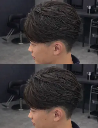 ミディアム パーマ ヘアアレンジ メンズ 🔥ニュアンス フェザー小林海斗🔥のヘアスタイル