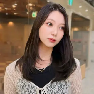 セミロング カラー ワンホン×髪質改善 つのーか🩶‪🫧のヘアスタイル