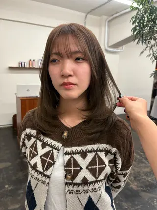 ミディアム 透明感カラー/顔周り カット/ののか💞のヘアスタイル