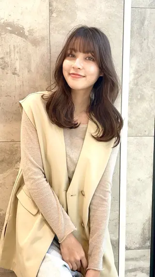 セミロング カラー パーマ ヘアアレンジ 【くせ毛解消】縮毛 髪質改善✨たくみ✨のヘアスタイル