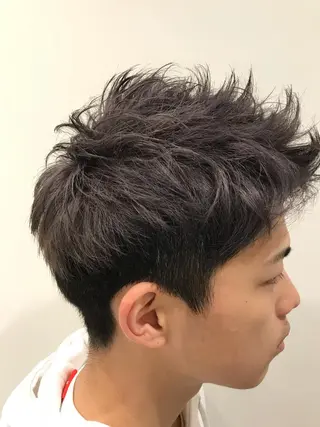 ショート カラー メンズ クロスパーマ松永裕久 似合わせカットのヘアスタイル