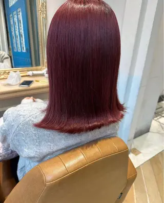 ミディアム カラー ブリーチなし 透明感カラー/艶髪のヘアスタイル
