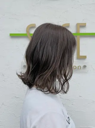 ミディアム カラー 酸性ストレート/ブリ ーチなしWカラー河本のヘアスタイル