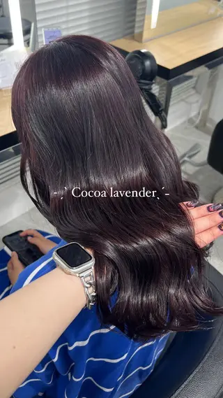 ロング カラー 暗髪🩶ラベンダー/ ブルー/ユウナ🤍のヘアスタイル