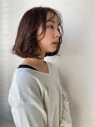ミディアム カラー パーマ 似合わせ✨透明感🫧 佐藤優斗のヘアスタイル
