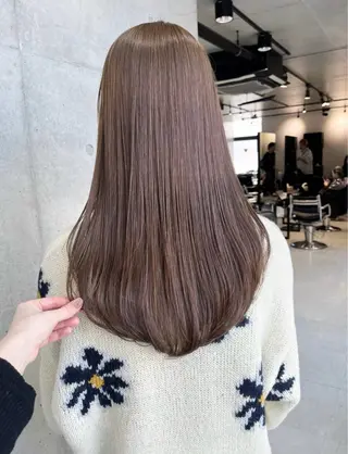ロング カラー パーマ ヘアアレンジ 透明感/オリーブ/ グレージュ/YUKAのヘアスタイル