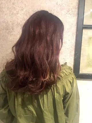 ミディアム カラー パーマ 小顔カット✨ 透明感カラー/村上のヘアスタイル