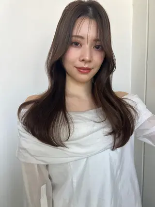 セミロング カラー パーマ ヘアアレンジ 一箭 恵梧/ロングヘアのヘアスタイル