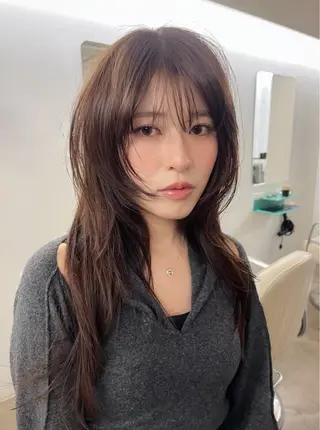 ロング レイヤー/ケアパーマ /ニュアンス/モードのヘアスタイル