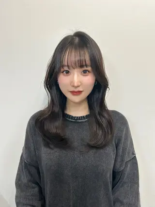 ミディアム カラー 心斎橋l大人韓国ヘア レイヤー×艶カラーのヘアスタイル