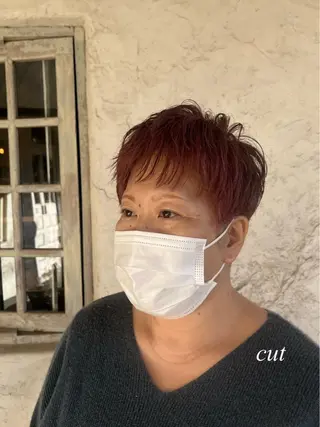 ショート カット/カラー/ ハイライト/縮毛のヘアスタイル