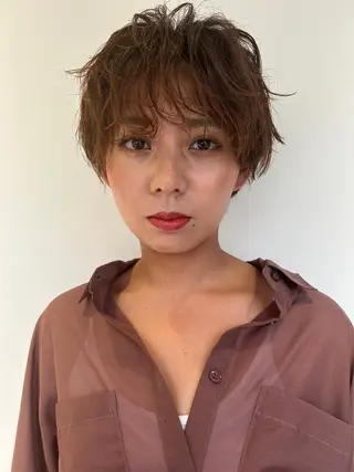 ショート カラー パーマ 似合わせ✨透明感🫧 佐藤優斗のヘアスタイル