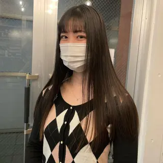 ロング カラー パーマ センターパート／マッ シュ／パーマ　あさみのヘアスタイル