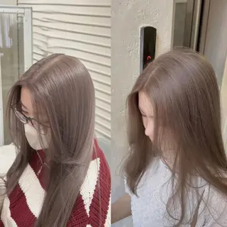 ミディアム 透明感カラー NAN AMI グレージュのヘアスタイル