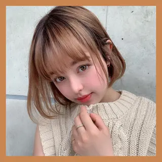 セミロング カラー ヘアアレンジ 💖韓国ヘアの匠 💖TAKUMI💖のヘアスタイル