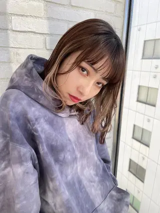 ミディアム カラー レイヤー/韓国ヘア 縮毛矯正🫧鈴木颯のヘアスタイル