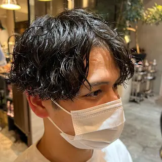 ショート パーマ メンズ 波巻きスパイラルパー マ/シャドウパーマ駿のヘアスタイル