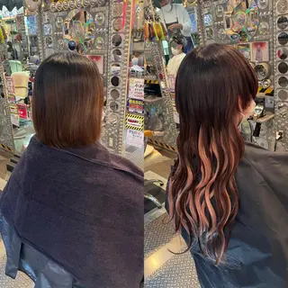 ショート カラー ヘアアレンジ 🌈派手髪エクステ ブレイズ🌈ひろとのヘアスタイル
