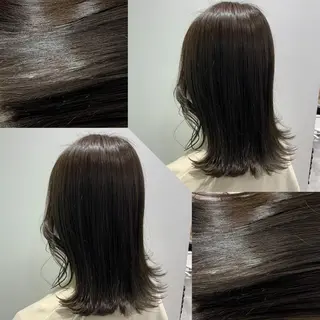 ミディアム カラー パーマ ヘアアレンジ ネイル マツエク・マツパ 韓国風ベージュ🤎 赤みなし🌿横浜🤎のヘアスタイル