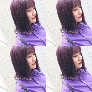 ミディアム カラー ヘアアレンジ TAKUMAブリーチ /切りっぱなし🪽のヘアスタイル