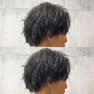 ミディアム パーマ メンズ 高橋 宏輔のヘアスタイル