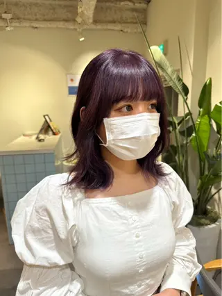 セミロング カラー HANAME 原宿美容室のヘアスタイル