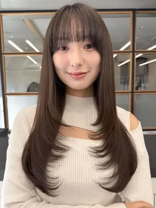 ロング カラー 盛れる顔周り×韓国 レイヤー/あやの🐒のヘアスタイル