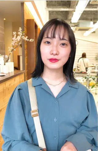 ミディアム カラー クロスパーマ× 透明感カラー✂︎のヘアスタイル