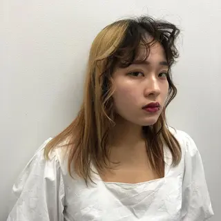 ミディアム カラー ヘアアレンジ 韓国ヘア┊︎レイヤー ┊︎haruka🌙のヘアスタイル
