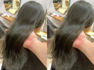 ミディアム カラー ブリーチなしダブル カラー縮毛矯正 下野のヘアスタイル