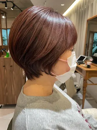 ショート 日比崚介🍀 おくれげ小顔カットのヘアスタイル