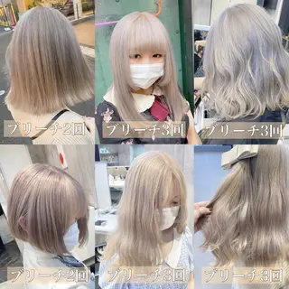 セミロング 🤍ムラ修正ブリーチ 🤍原宿/YUUのヘアスタイル