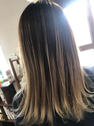 セミロング カラー レイヤーカット匠 イソザキノリユキのヘアスタイル