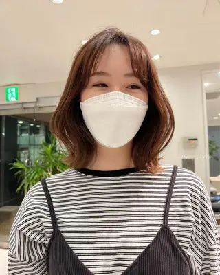 ミディアム カラー ✨まとまるボブ/ 切りっぱなし/ユキナのヘアスタイル